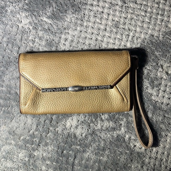 Vintage Brighton Leather Wallet Card Slots Tan Vintage Snap Closure - Picture 1 of 6